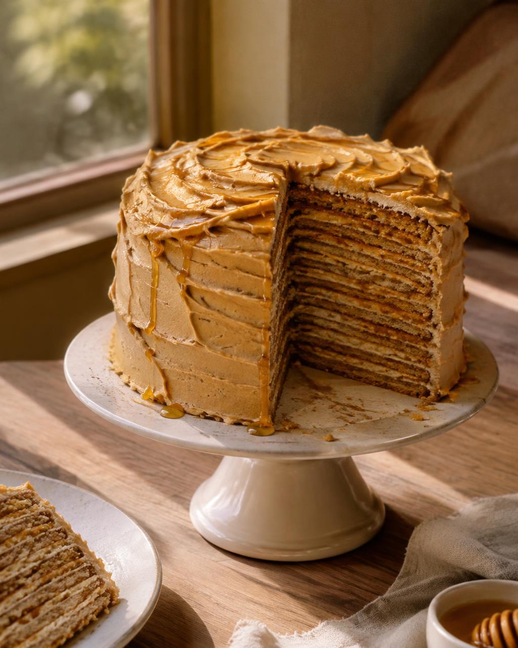 Tall layered honey cake